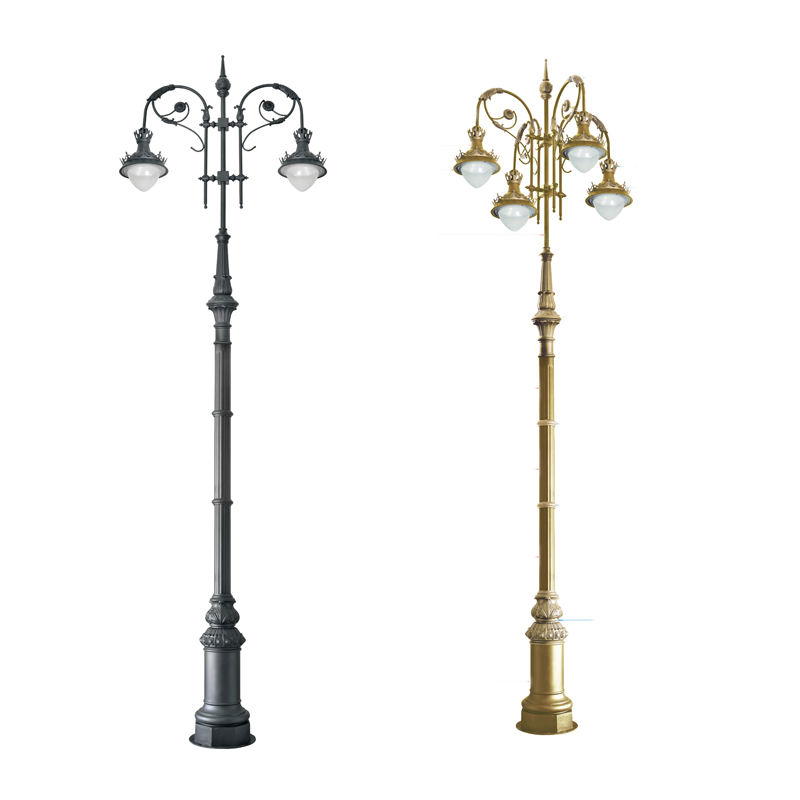Cast aluminum and cast iron double-ended garden lamp