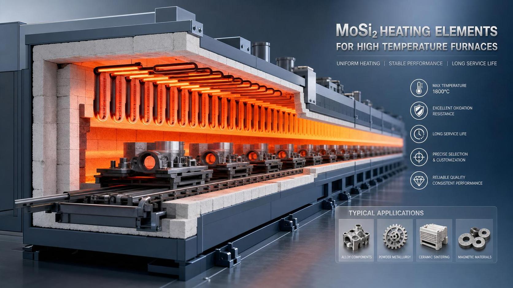 How to Specify a High-Temperature MoSi2 Element for a Tunnel Kiln How to Specify a High-Temperature MoSi2 Element for a Tunnel Kiln