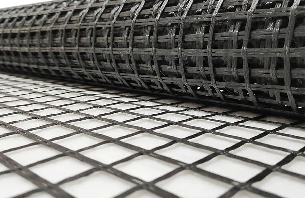 Bidirectional glass fiber warp knitted geogrid