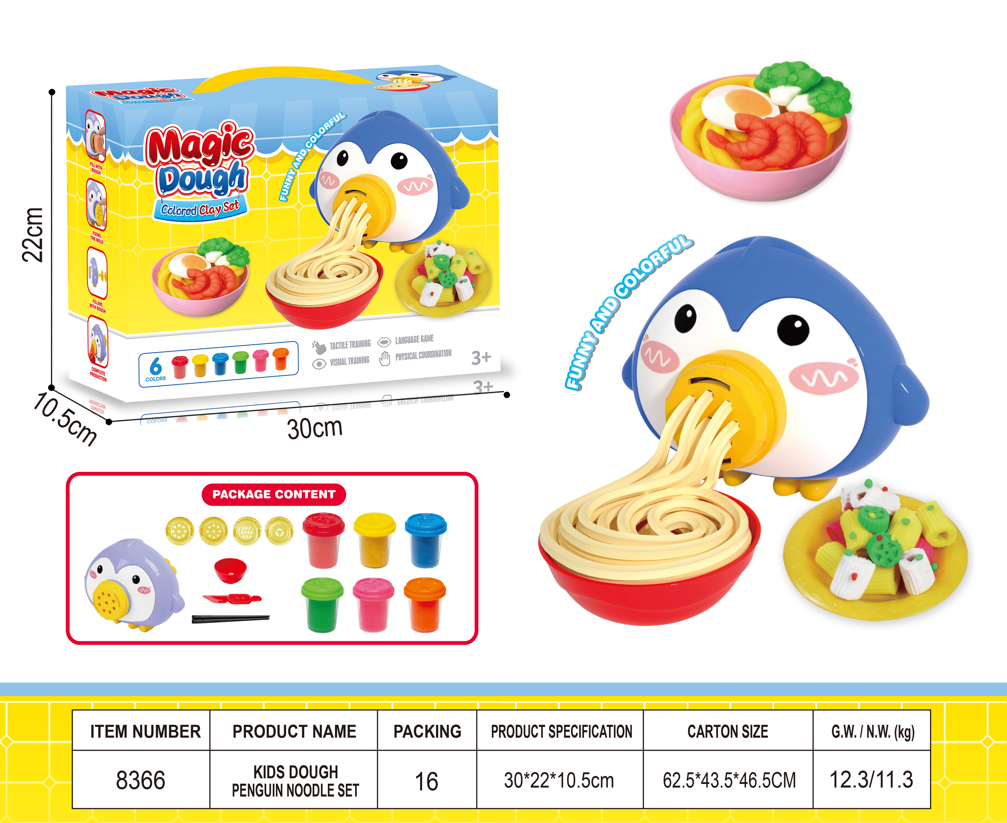 KIDS DOUGH PENGUIN NOODLE SET