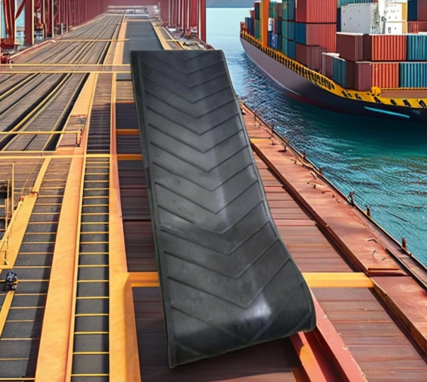 Custom Industrial V Ribbed Pattern Rubber Chevron Conveyor Belt