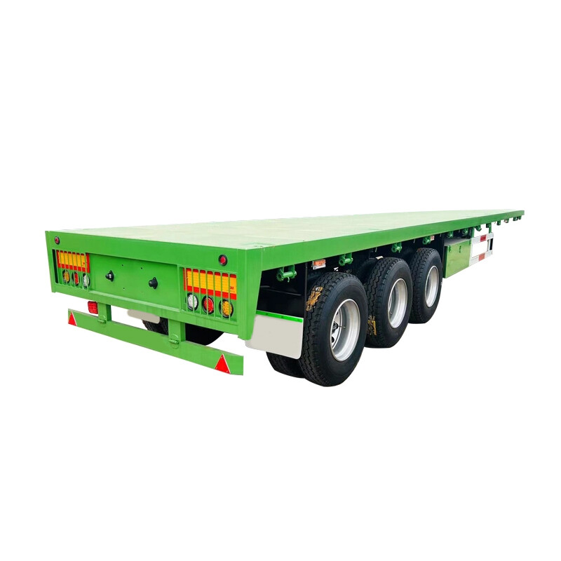 High Quality Flatbed Semi Trailer Tri Axle Container Semi Trailer for Sale