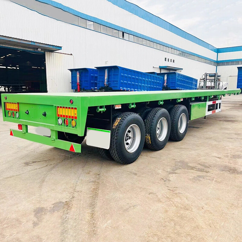 High Quality Flatbed Semi Trailer Tri Axle Container Semi Trailer for Sale