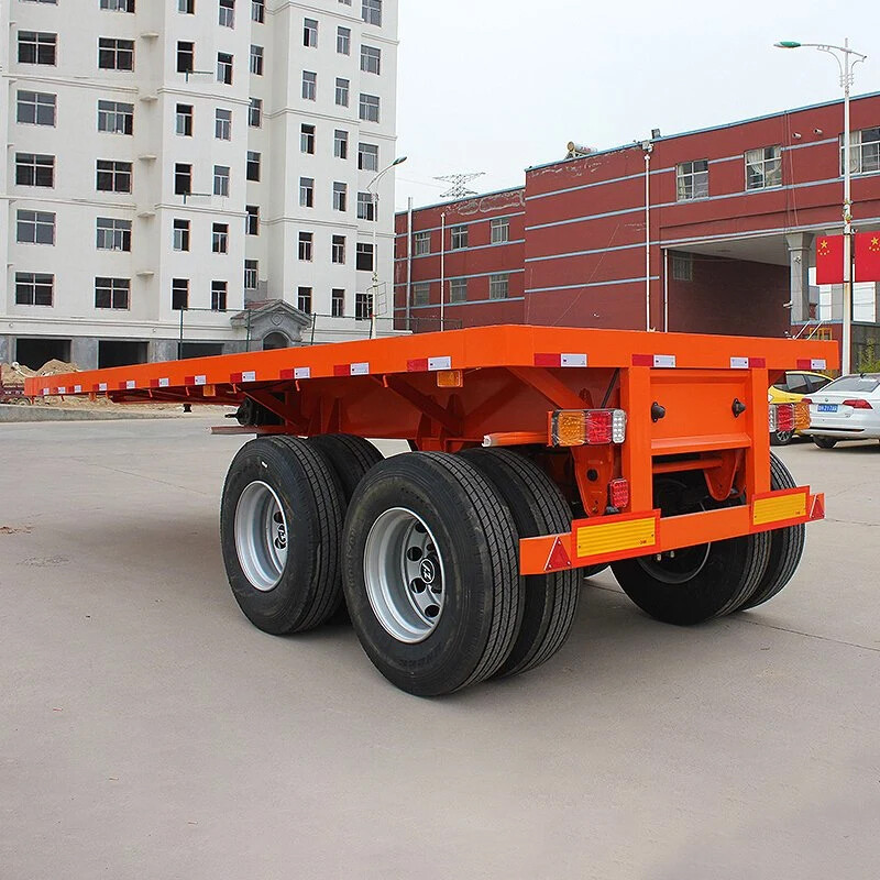 2 Axles 20ft Flatbed Container Transport Semi Truck Trailer