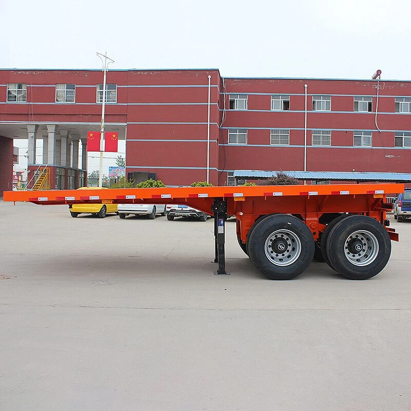 2 Axles 20ft Flatbed Container Transport Semi Truck Trailer