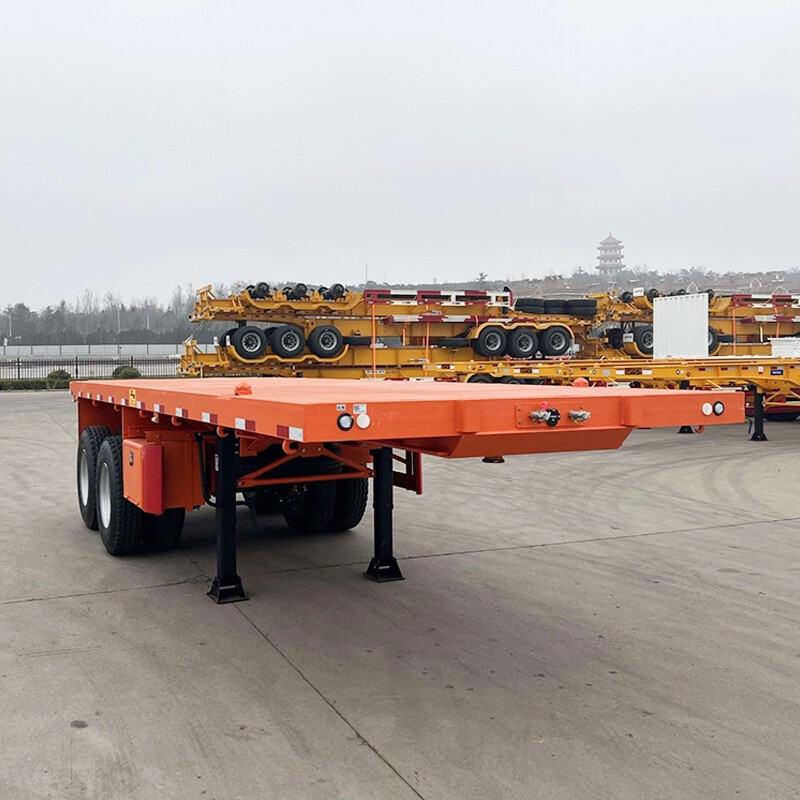 2 Axles 30T Flatbed Container Transport Semi Truck Trailer