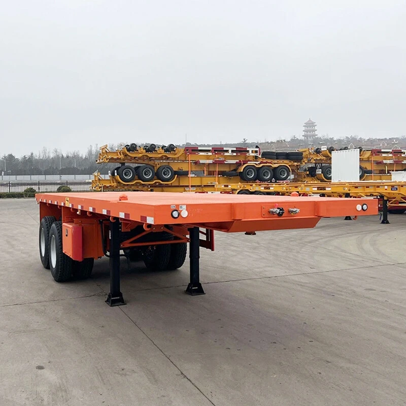 2 Axles 30T Flatbed Container Transport Semi Truck Trailer