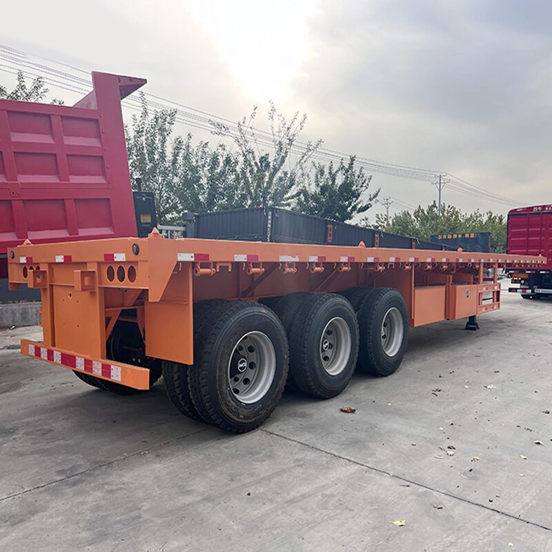 3 Axles Flatbed Trailer 50-70 Tons Container Semi Trailer for Sale