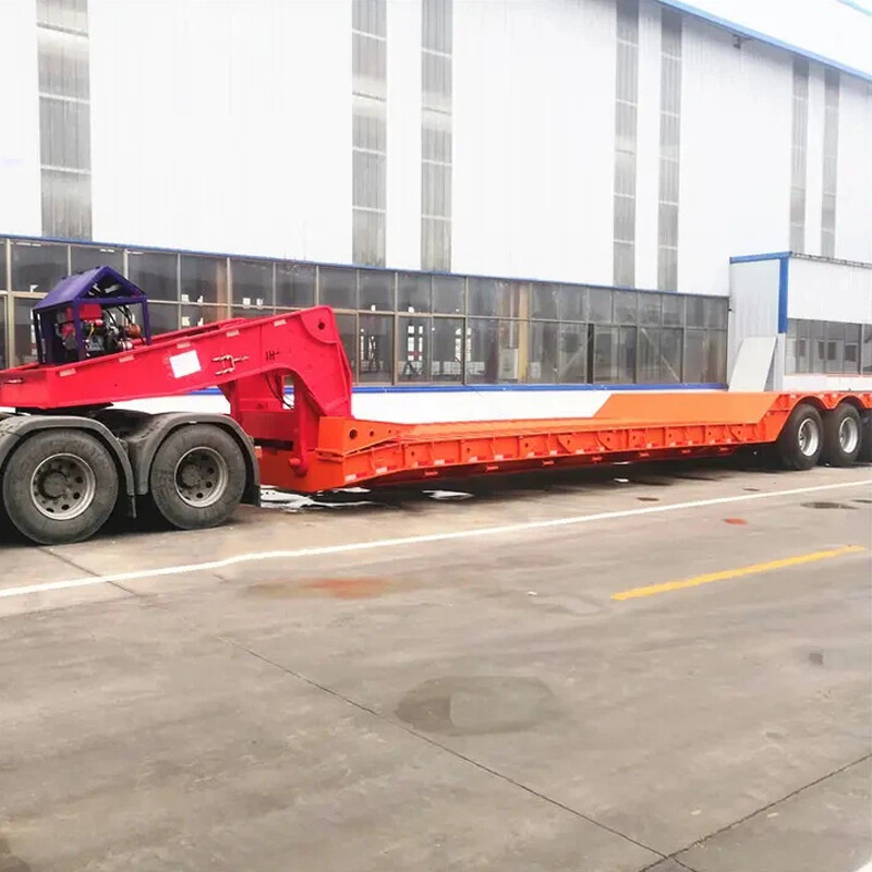 Heavy Duty 2 Lines 4 Axles Lowbed Semi Trailer To Transport Heavy Equipment