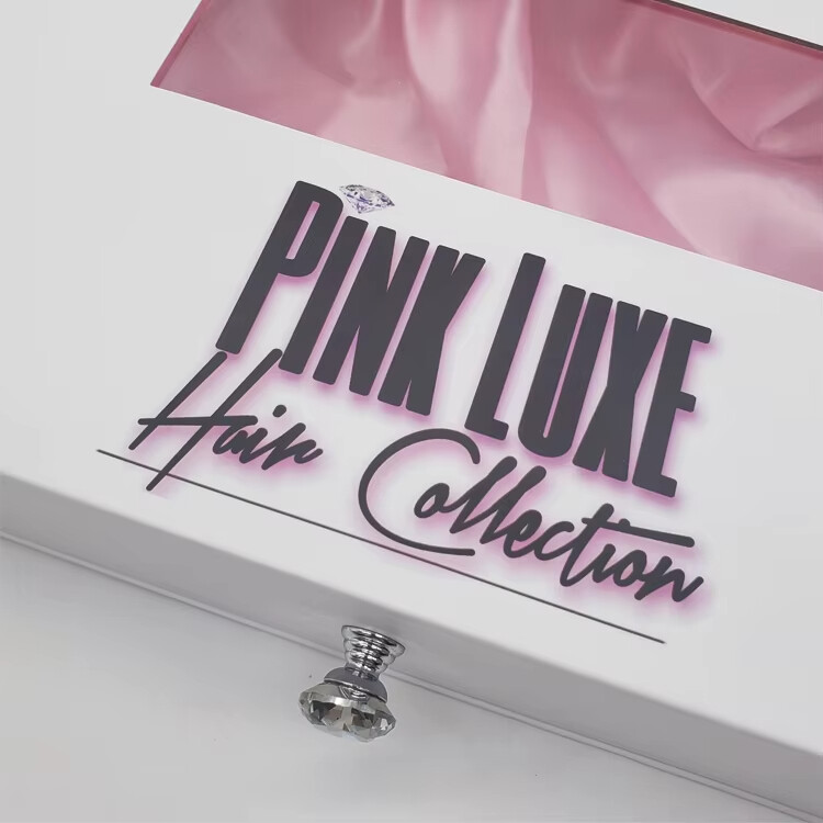 custom printing logo luxury gift wig paper wholesale window drawer box silk insert human hair packaging with handle