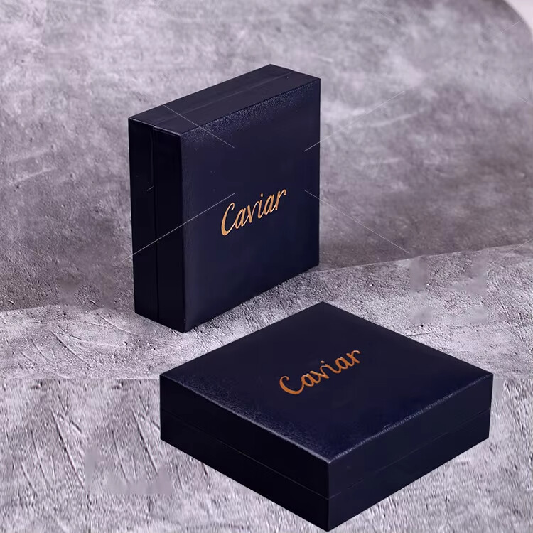 custom luxury PU leather caviar gift packaging box