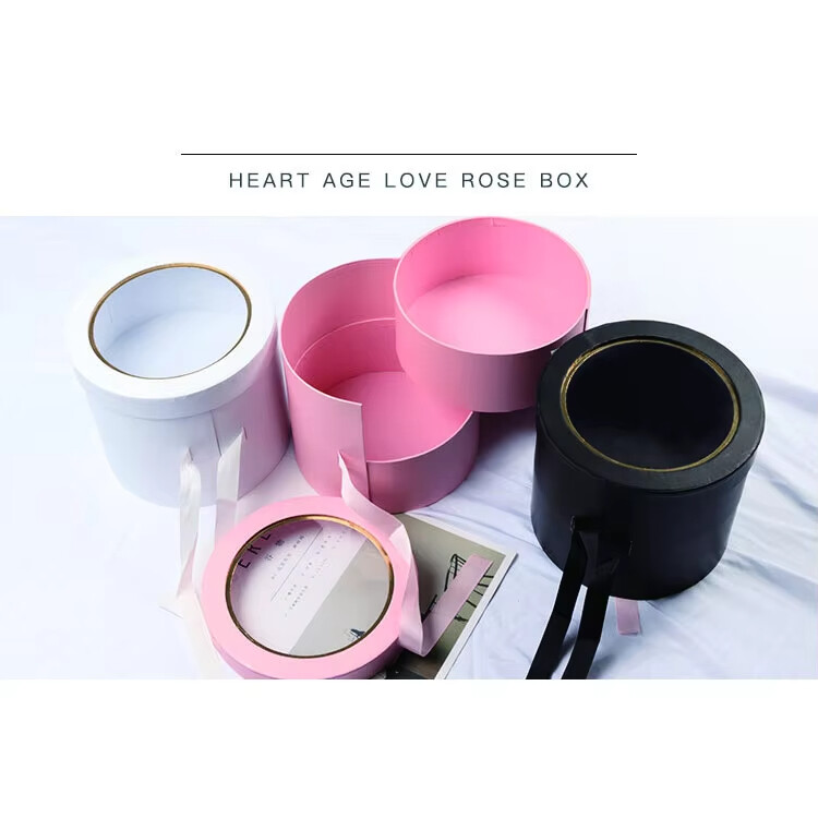 custom luxurious cardboard round flower box with lid