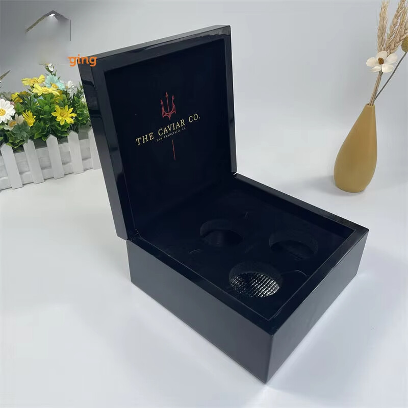 Factory Sell Chocolate Wooden Packaging 5g 10g 30g 50g Gift Tin Salmon Roe Caviar Box