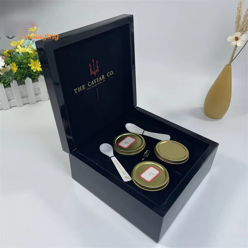 Factory Sell Chocolate Wooden Packaging 5g 10g 30g 50g Gift Tin Salmon Roe Caviar Box