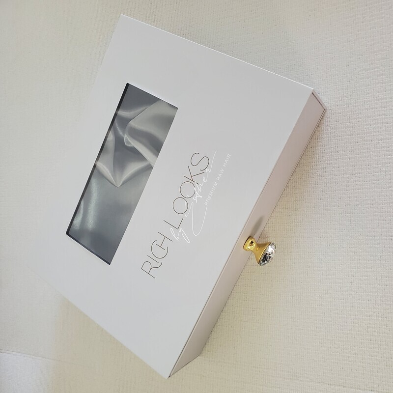 human hair packaging custom printing logo luxury gift wig with handle