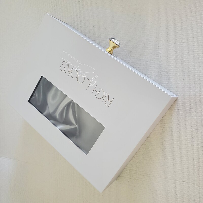 human hair packaging custom printing logo luxury gift wig with handle