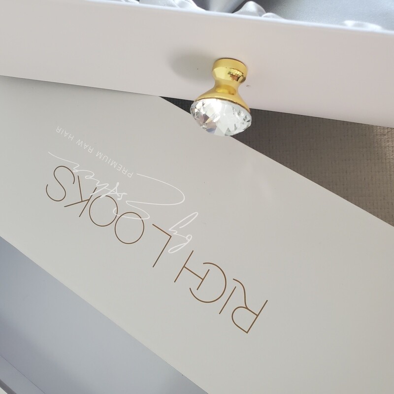 human hair packaging custom printing logo luxury gift wig with handle