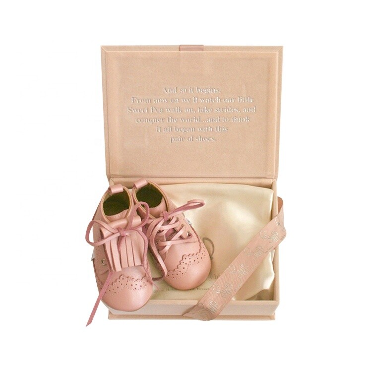  Custom Luxury Baby Apparel Packaging - Pink Velvet Gift Box with Hot Stamping & Ribbon