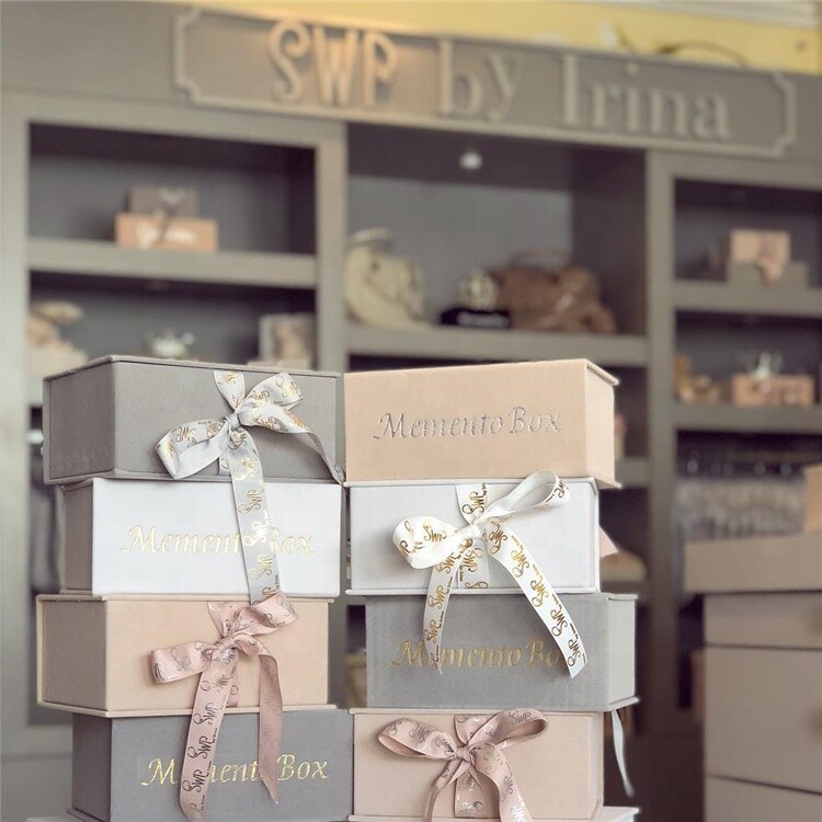  Custom Luxury Baby Apparel Packaging - Pink Velvet Gift Box with Hot Stamping & Ribbon