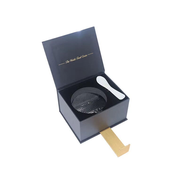  Custom Luxury Magnetic Black Caviar Gift Boxes with Ice Pack & Foam Insert - Wholesale