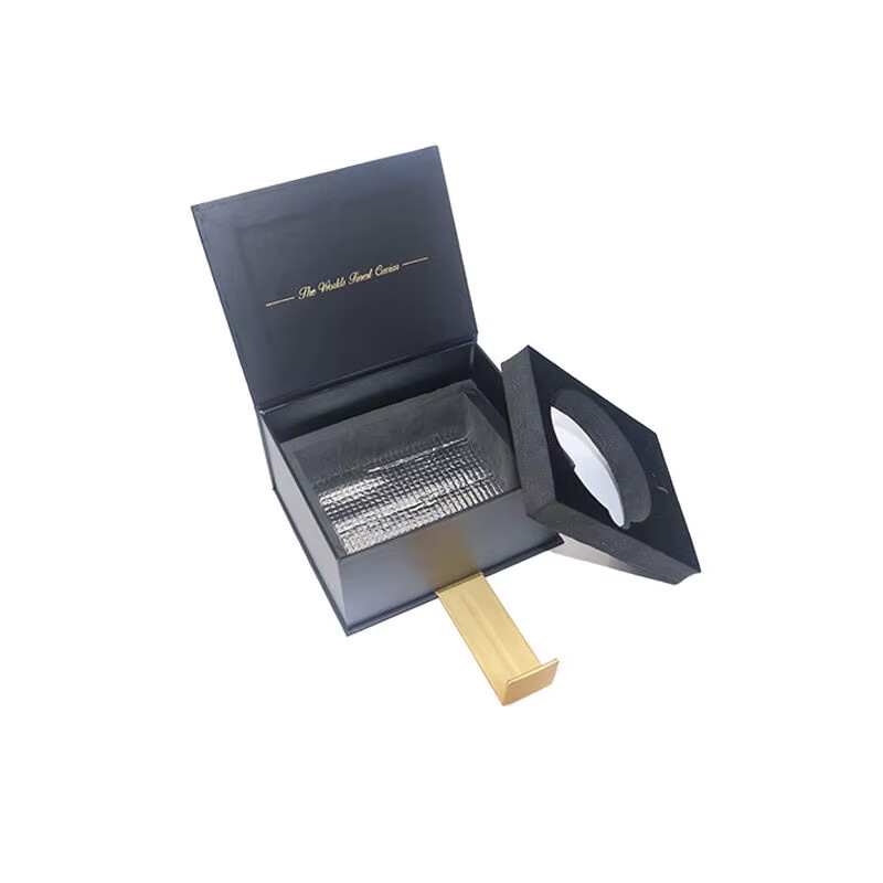  Custom Luxury Magnetic Black Caviar Gift Boxes with Ice Pack & Foam Insert - Wholesale