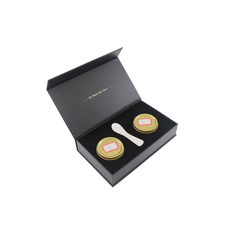  Factory Direct Discount on Customized Hard Matte Black Gift Boxes for 30gr/50gr Caviar Display Packaging