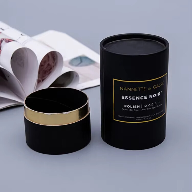  Wholesale Rolled Edge Black Kraft Paper Round Tube Boxes for Jar Packaging