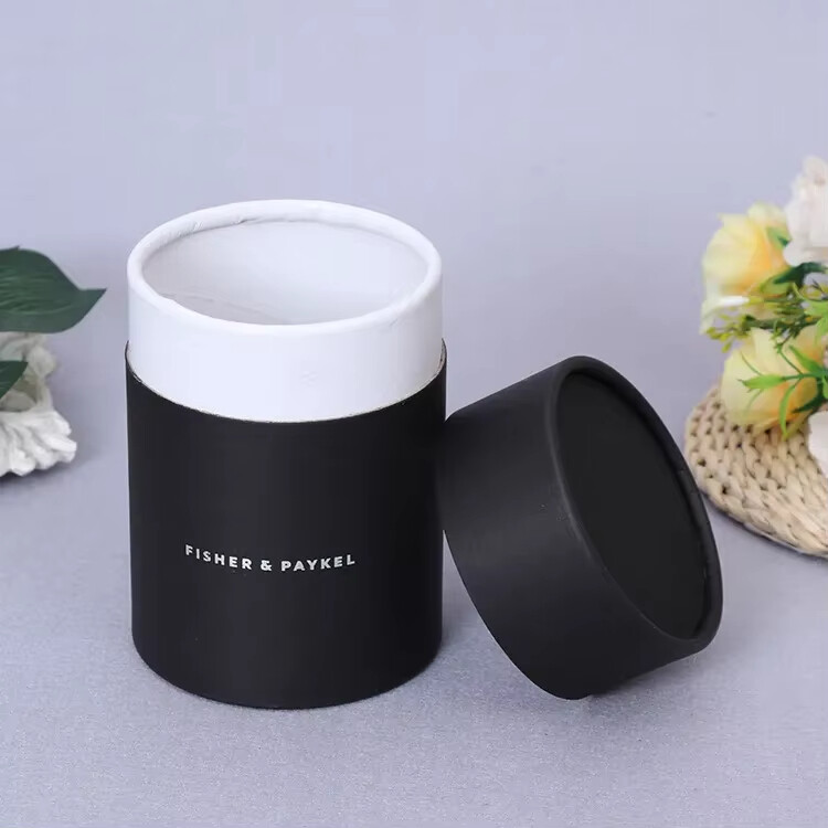  Wholesale Rolled Edge Black Kraft Paper Round Tube Boxes for Jar Packaging