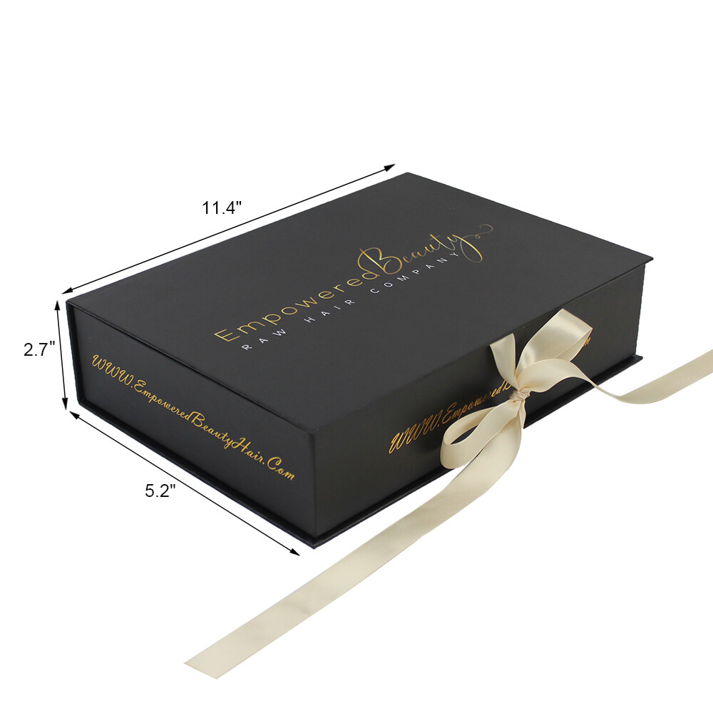  Custom Luxury Magnetic Black Satin Lined Gift Box Packaging with OEM Service
