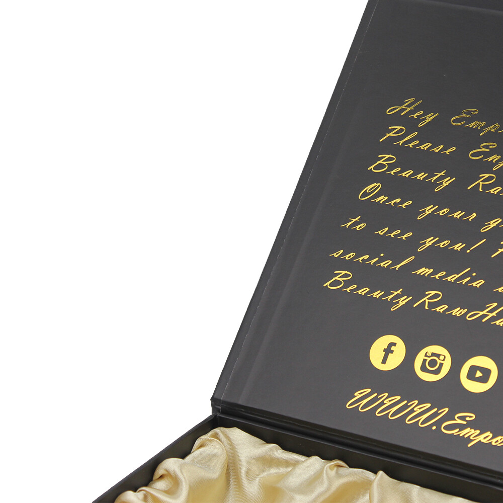  Custom Luxury Magnetic Black Satin Lined Gift Box Packaging with OEM Service