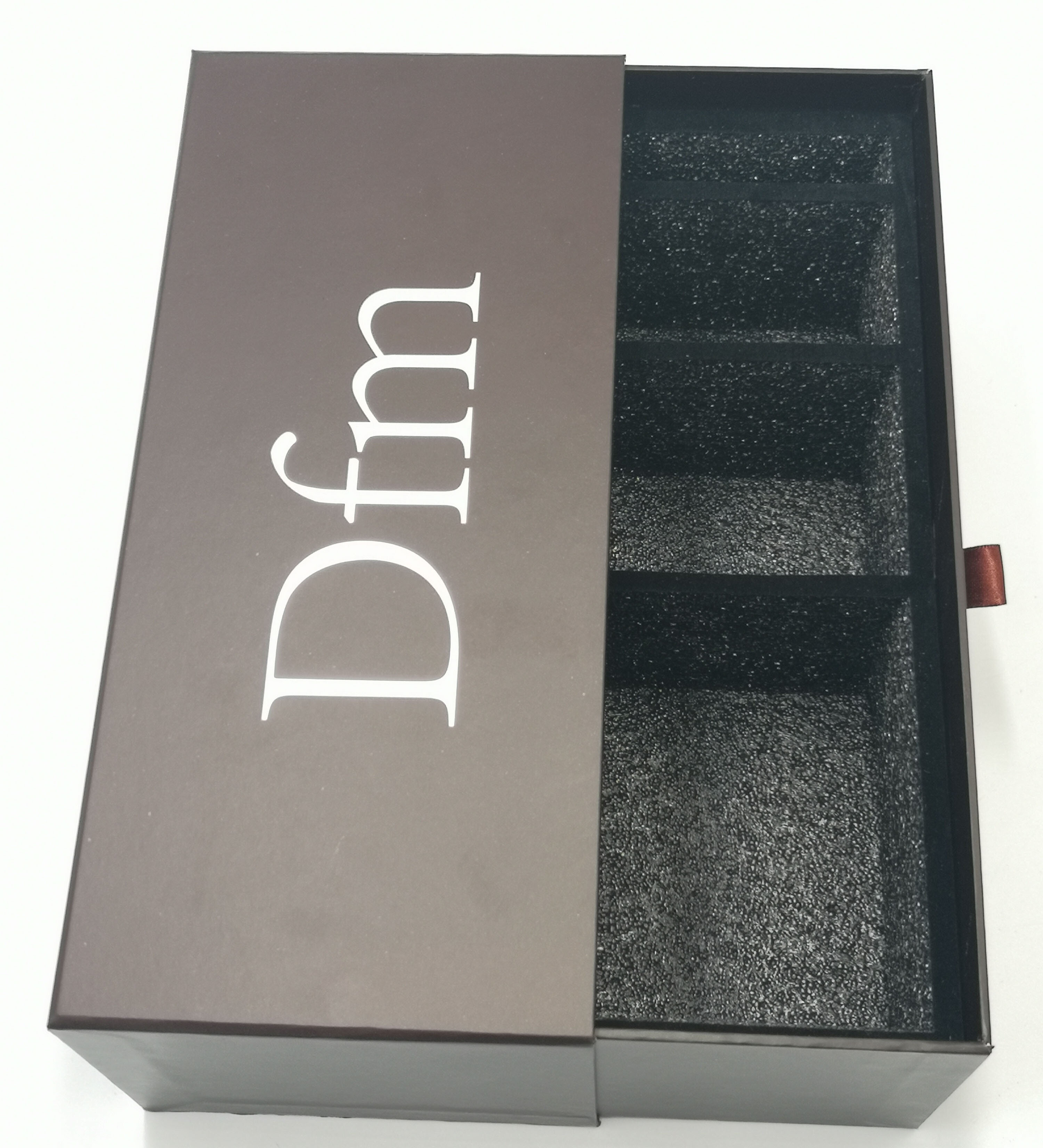  Custom Black Cardboard Jewelry Gift Packaging Drawer Box with Ribbon | High-Quality & Eco-Friendly