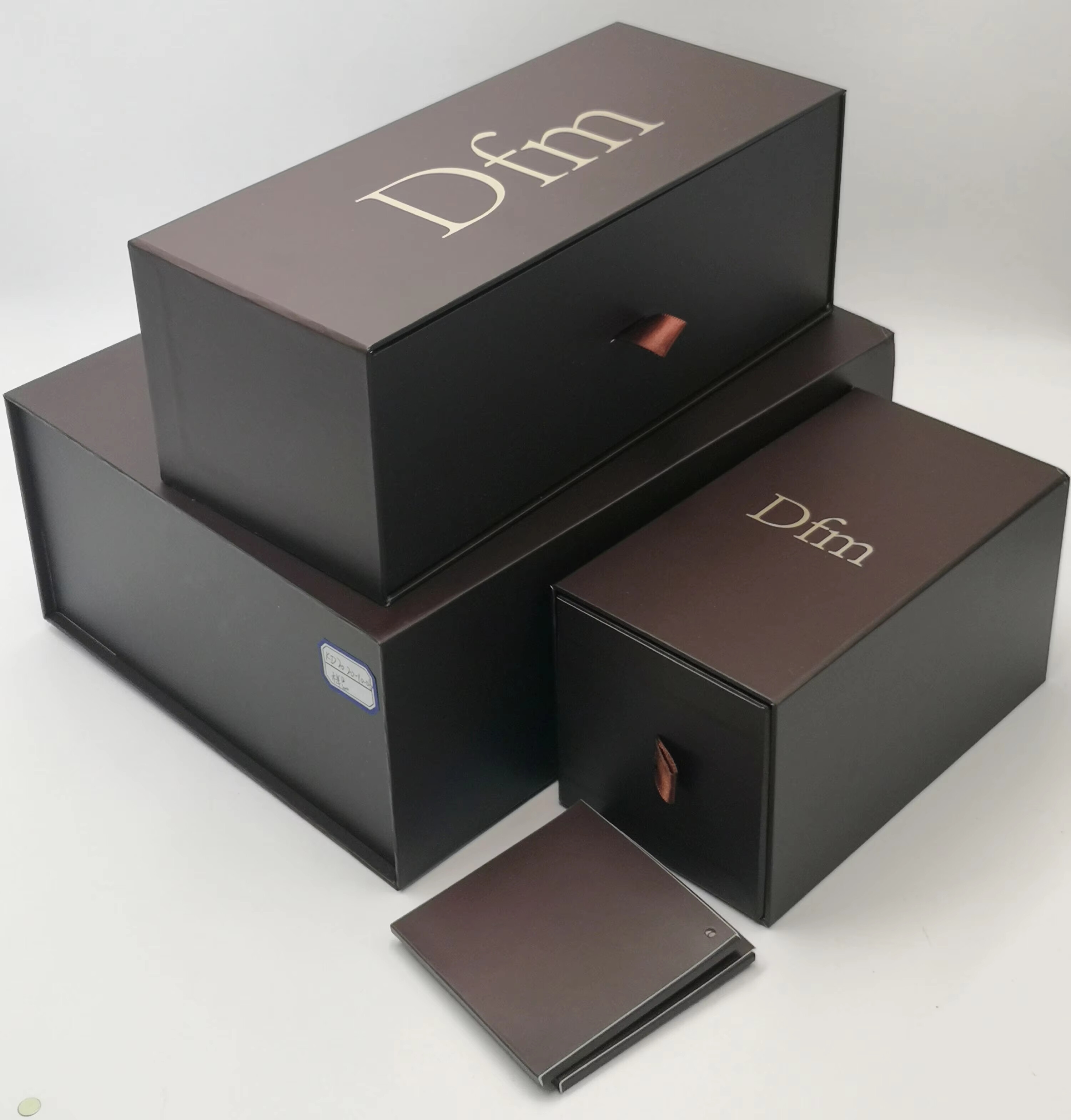  Custom Black Cardboard Jewelry Gift Packaging Drawer Box with Ribbon | High-Quality & Eco-Friendly