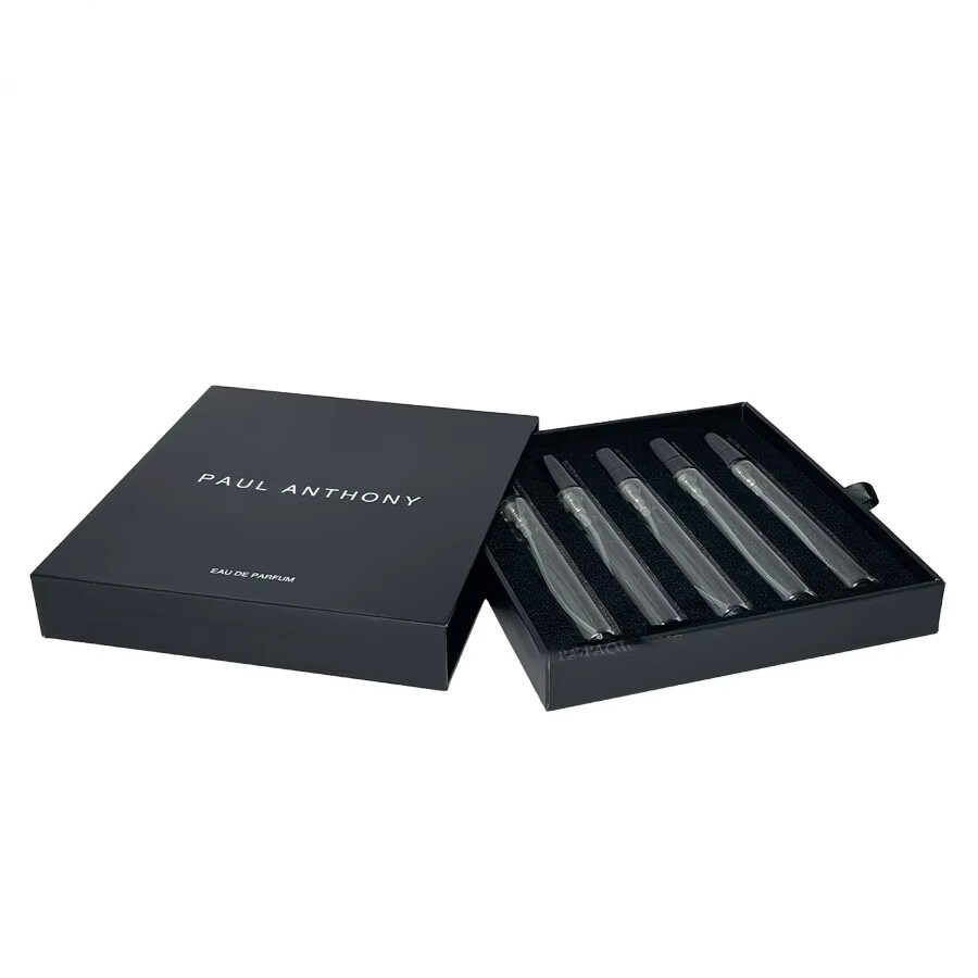  Custom Black Perfume Sample Gift Packaging Drawer Box with Foam Insert