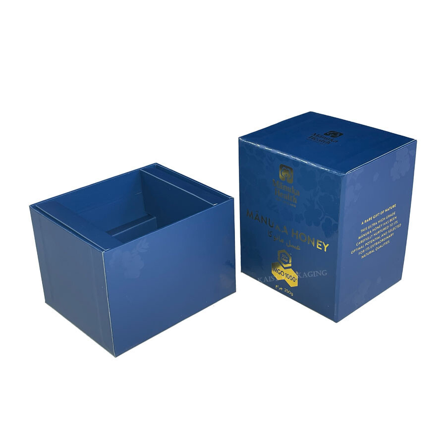  Custom Luxury Blue Cardboard Royal Honey Jar Gift Box with OEM Service