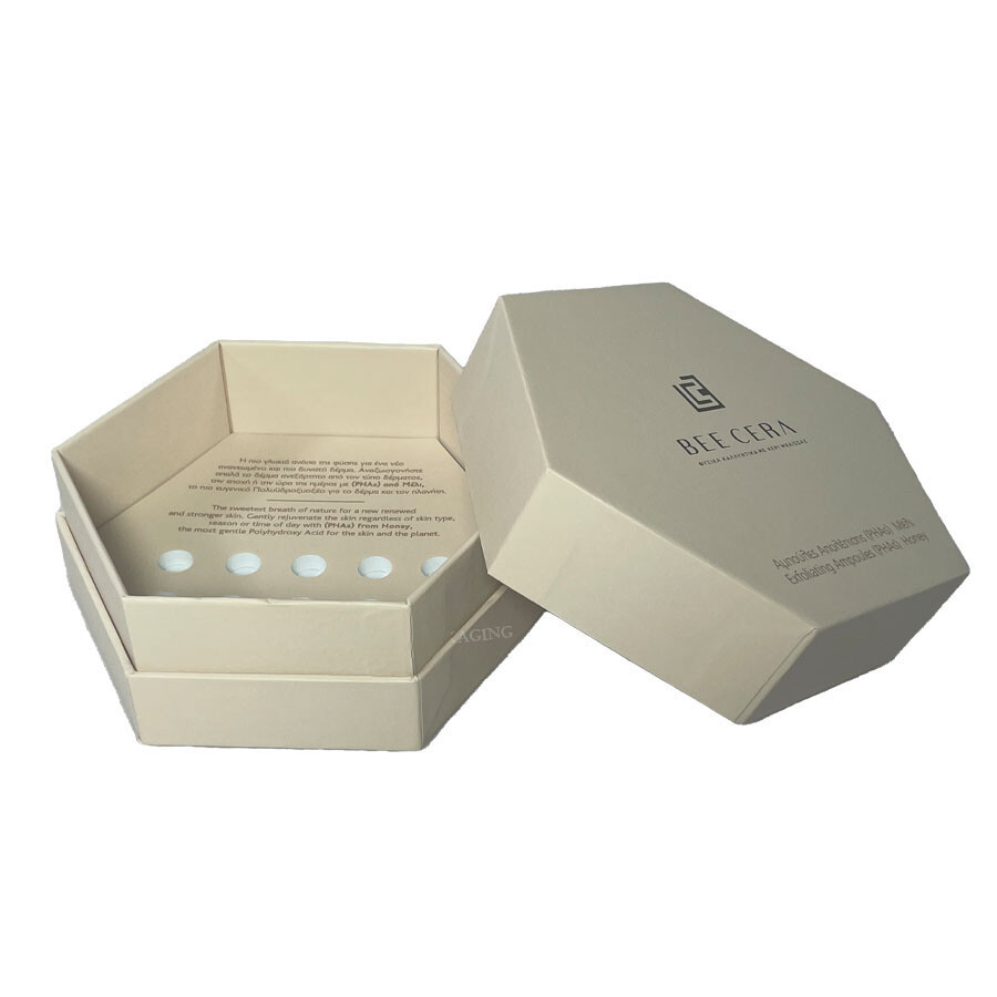  Custom Hexagon Shape Cosmetic Packaging Paper Box for Skin Care Products