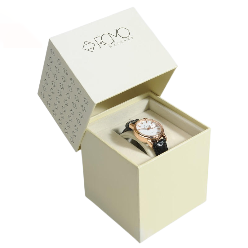  Custom Logo Small Beige Cardboard Watch Boxes - High-Quality Printing & Packaging