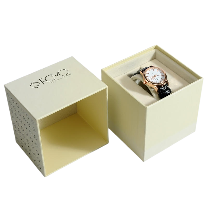  Custom Logo Small Beige Cardboard Watch Boxes - High-Quality Printing & Packaging