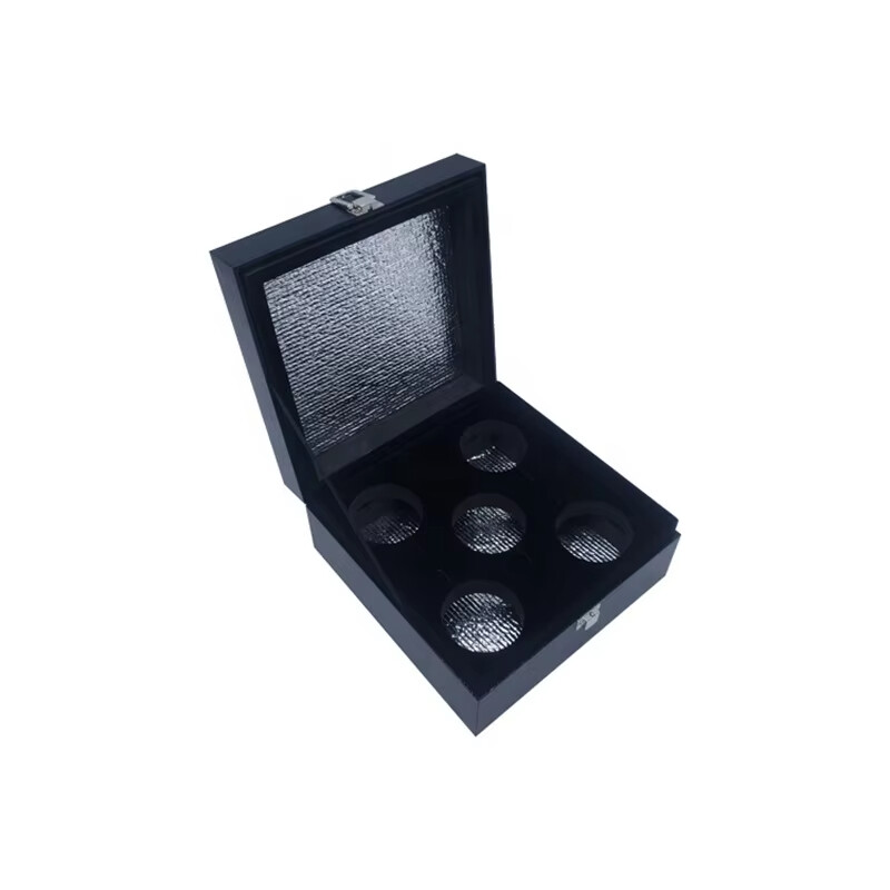  Custom High-Quality Black Caviar PU Leather Box with Ice Pack Capability