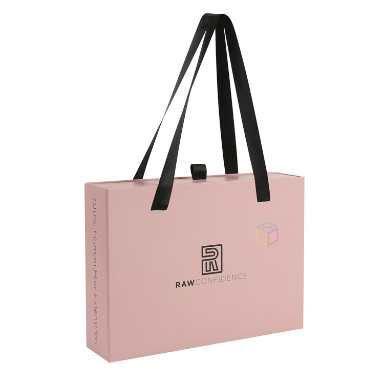  Custom Pink Rigid Sliding Drawer Packaging Boxes for Hair Extensions - High-Quality & Eco-Friendly