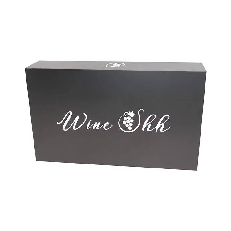  Custom Luxury Magnetic Black Cardboard Wine Glass Packaging Boxes