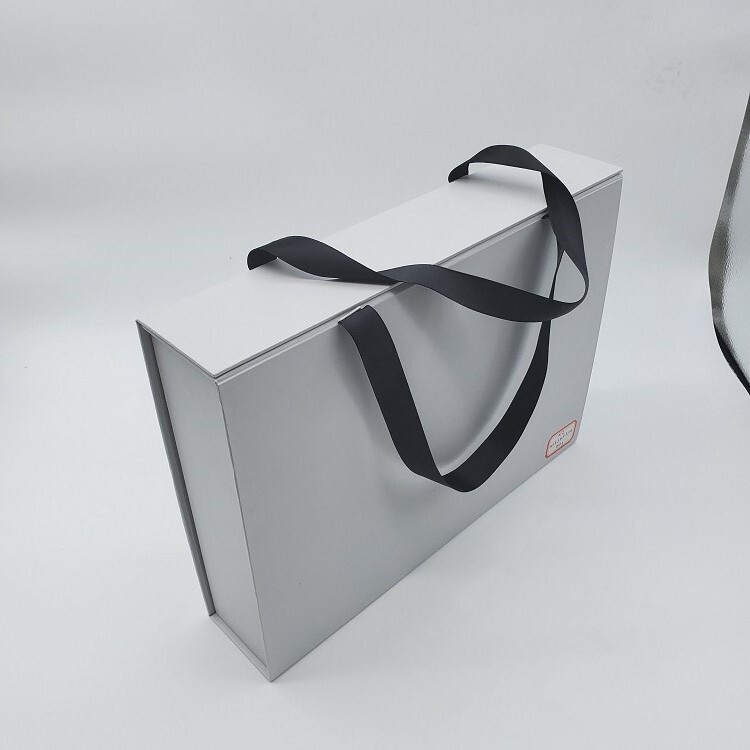 Custom Luxury White Magnetic Closure Gift Boxes for Cosmetic Wigs with Ribbon - Handmade Rigid Packaging
