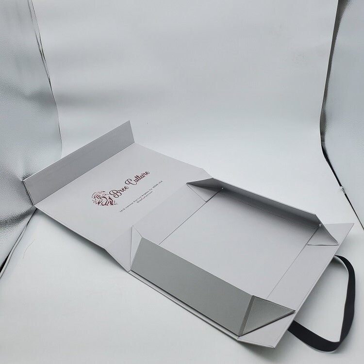 Custom Luxury White Magnetic Closure Gift Boxes for Cosmetic Wigs with Ribbon - Handmade Rigid Packaging