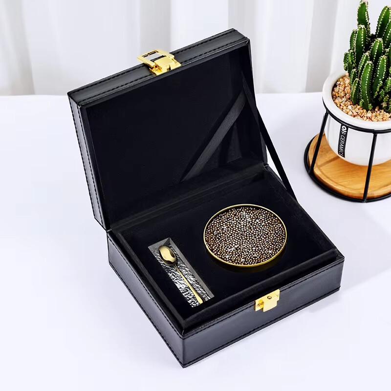  Custom Luxury Caviar Gift Packaging - Black Display Box with Ice Gel Compartment
