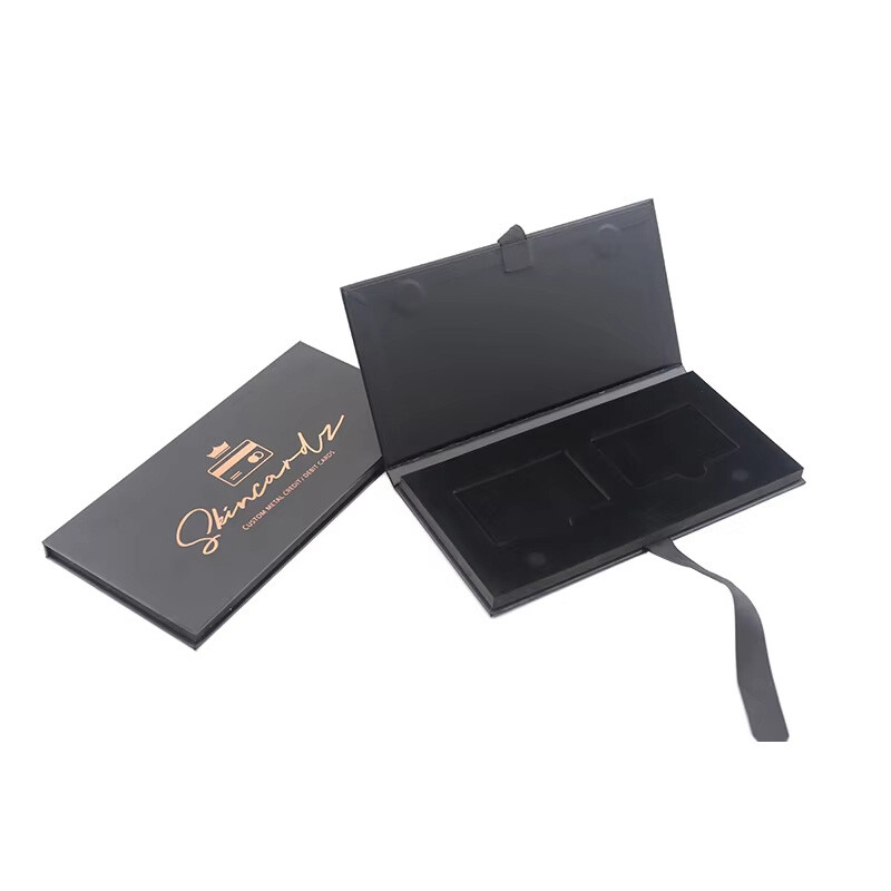  Luxury Metal VIP Business Card Holder Box - Customizable Thin Cardboard Gift Credit Card Case with Foam Insert
