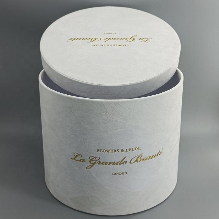 Luxury Round Velvet Gift Box with Suede Rose Design for Premium Flower Packaging