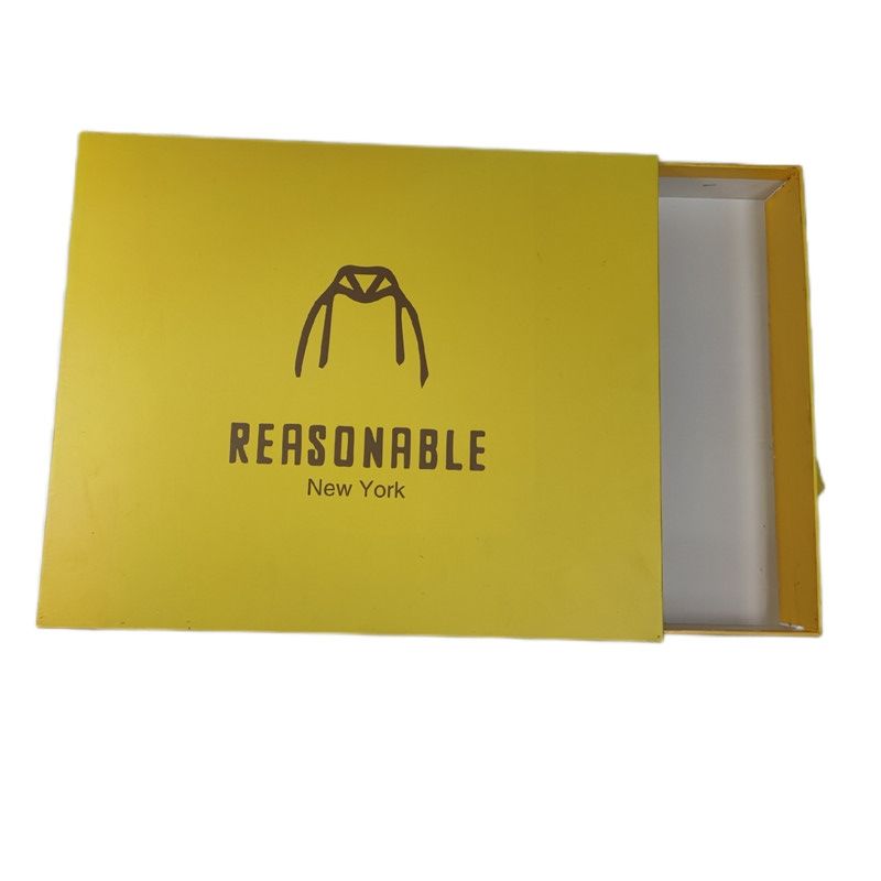 Customized Yellow Rigid Cardboard Sliding Drawer T-Shirt Packaging Box