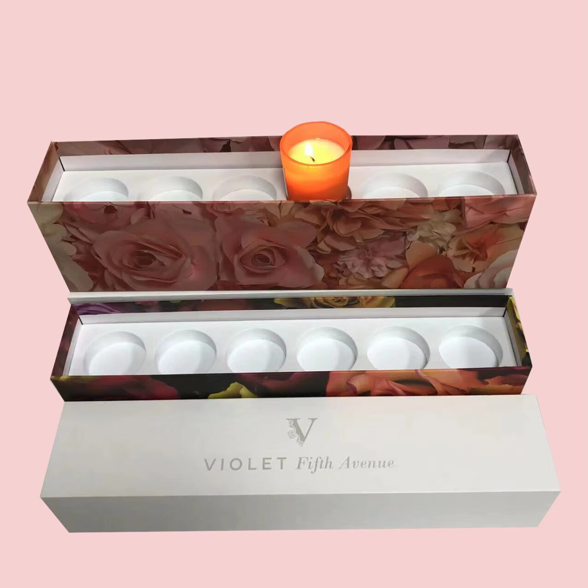 Customized Luxury Oval Candle Packaging Box with Square Rigid Paper Cardboard Logo Matte Lid and Base