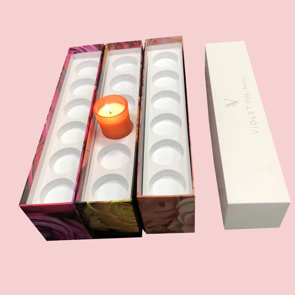 Customized Luxury Oval Candle Packaging Box with Square Rigid Paper Cardboard Logo Matte Lid and Base