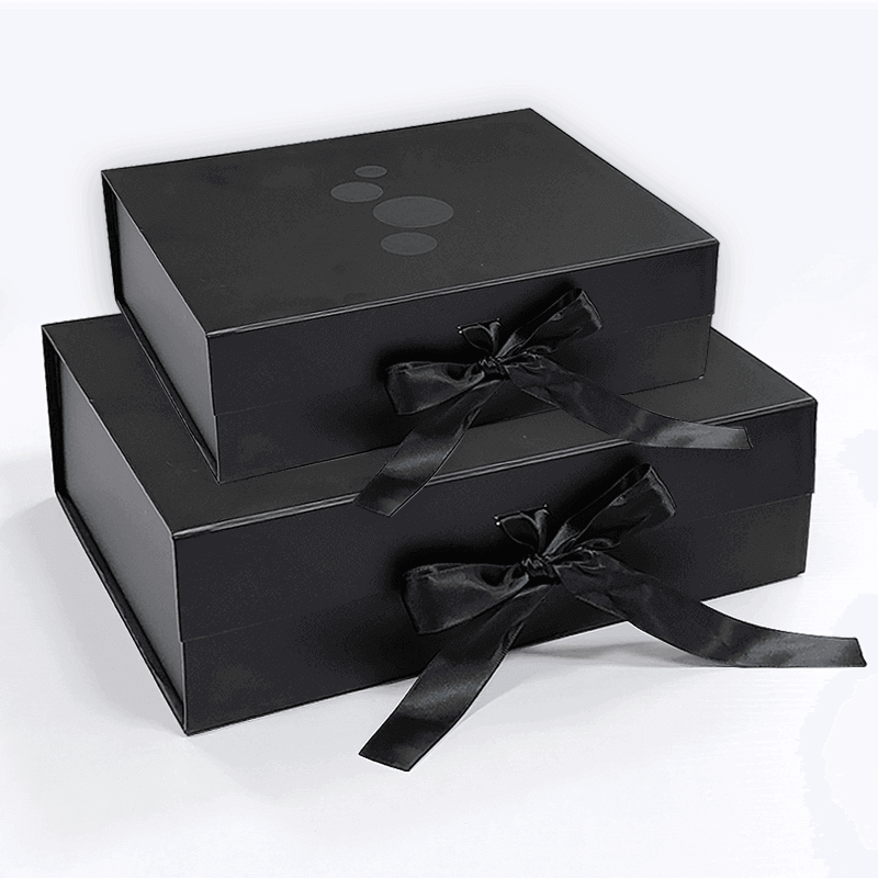  Wholesale Luxury Rectangle Cardboard Magnet Foldable Gift Boxes with Black Ribbon Customized