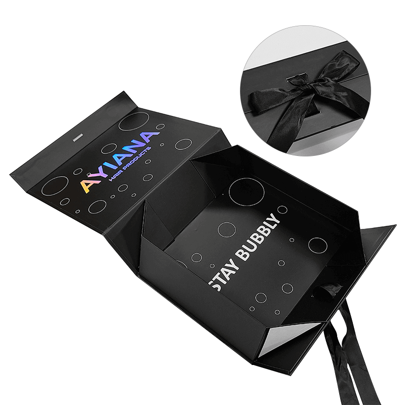  Wholesale Luxury Rectangle Cardboard Magnet Foldable Gift Boxes with Black Ribbon Customized